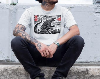 T-shirt graphique Kaiju Godzilla : art japonais, cadeau pour fan de monstres
