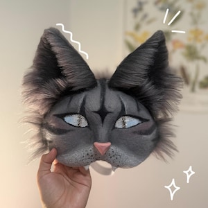 Grijs gestreepte kattenmasker met bont Therian Quadrobics Furry
