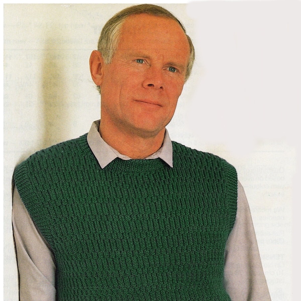 Men's Vest/Slipover Knitting Pattern Pdf Download 7 Sizes