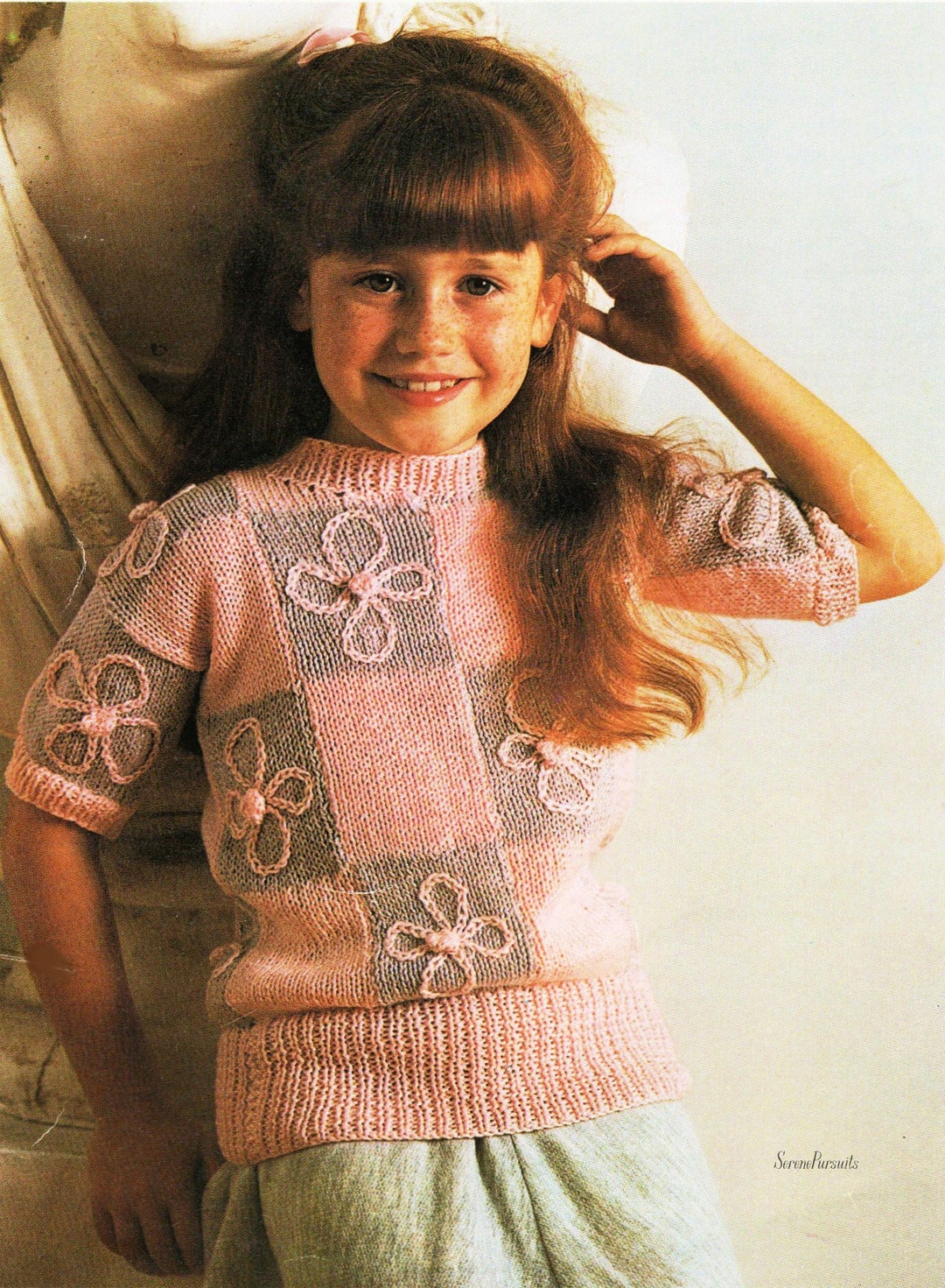 Floral Pattern Knit Quarter Zip Stand Neck Sweater