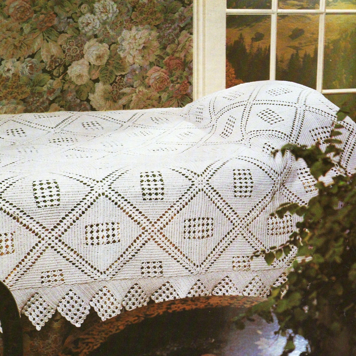 Crochet Bedspread/Counterpane & Cushion/Pillow Cover Pattern image 1