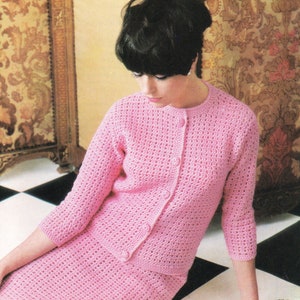 Vintage Crochet Suit Pattern Pdf Download 5 Sizes 32 - 40 inches or 81 - 102 cms  Bust