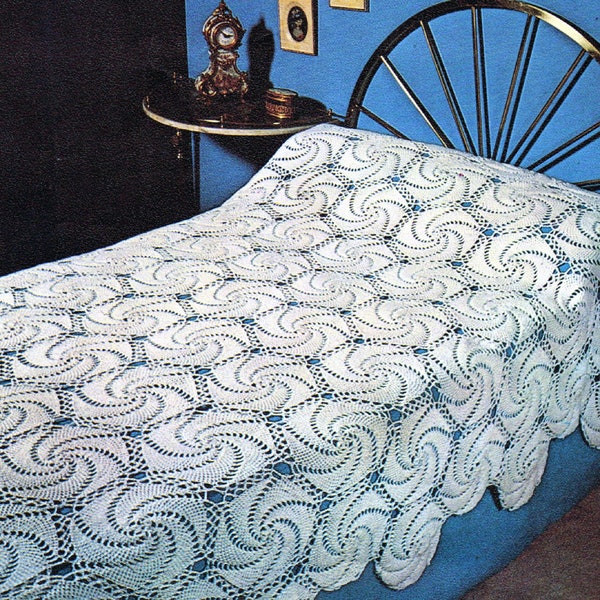 Crochet Vintage Pattern Pdf Download Swirl Motif Bedspread in 3 sizes