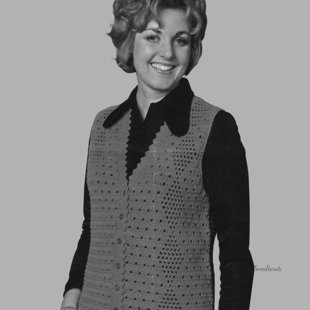 Crochet Waistcoat Pattern Pdf Download 4 Sizes 40 46 Inches Etsy