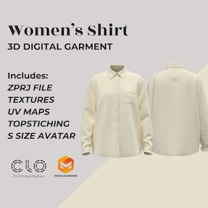 3D Digital Garment Women&#39;s Oversize Shirt ZPRJ - Clo 3D/ Marvelous Designer