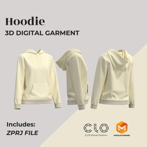 3D Digital Garment Women&#39;s Hoodie ZPRJ - Clo 3D/ Marvelous Designer