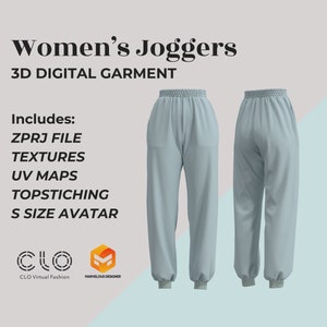 3D Digital Garment Women&#39;s Joggers ZPRJ - Clo 3D/ Marvelous Designer
