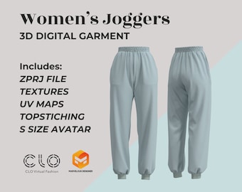 3D Digital Garment Women's Joggers ZPRJ - Clo 3D/ Marvelous Designer