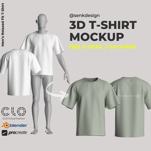 Relaxed Fit T-Shirt 3D Garment Mock-Up - Easily Customisable Digital 3D Apparel Model
