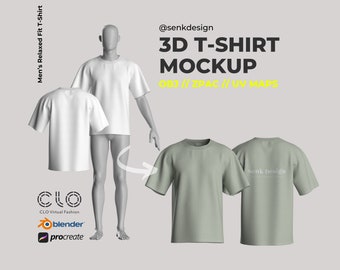 Relaxed Fit T-Shirt 3D Garment Mock-Up - Easily Customisable Digital 3D Apparel Model