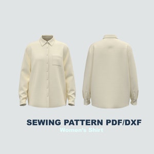 Women&#39;s oversize shirt sewing pattern DXF/PDF Sizes XS / S / M / L