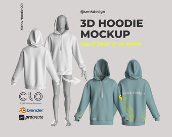 Oversize Hoodie 3D Garment Mock-Up - Easily Customisable Digital 3D Apparel Model