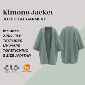 3D Digital Garment Kimono Jacket ZPRJ - Clo 3D/ Marvelous Designer