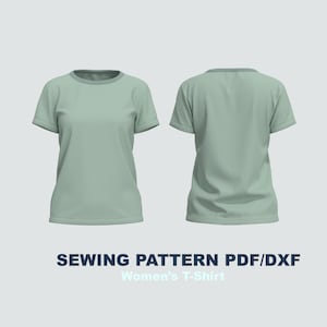 Women&#39;s T-shirt sewing pattern DXF/PDF Sizes XS / S / M / L