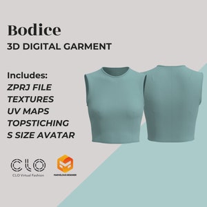 3D Digital Garment Women&#39;s Bodice ZPRJ - Clo 3D/ Marvelous Designer