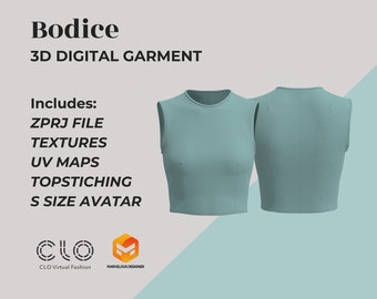 3D Digital Garment Women's Bodice ZPRJ - Clo 3D/ Marvelous Designer