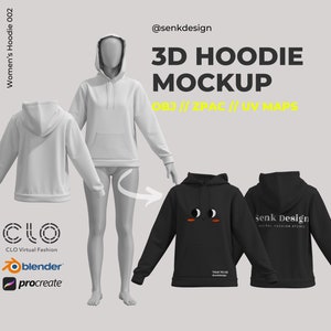Hoodie 3D Garment Mock-Up - Easily Customisable Digital 3D Apparel Model