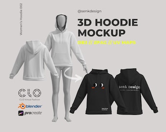 Bluza z kapturem 3D Makieta odzieży - Łatwo dostosowywalny cyfrowy model odzieży 3D