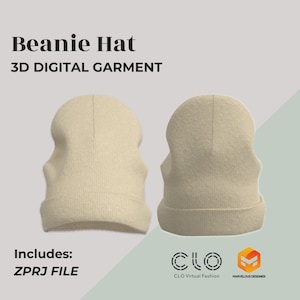 3D Digital Garment Beanie Hat ZPRJ - Clo 3D/ Marvelous Designer