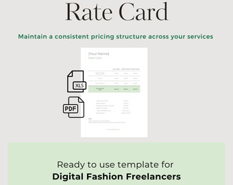 Rate Card - Professional Templates for Digital Fashion Freelancers PDF/xlsx