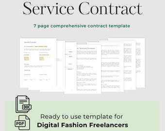 Service Contract for Freelancers - Professional Templates for Digital Fashion Freelancers