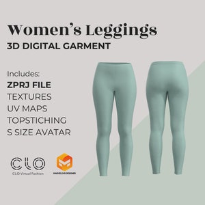 3D Digital Garment Women&#39;s Leggings ZPRJ - Clo 3D/ Marvelous Designer