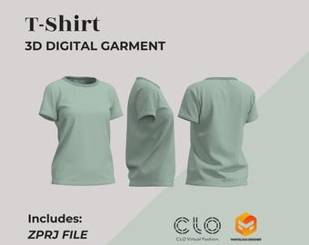 3D Digital Garment Women's T-shirt ZPRJ - Clo 3D/ Marvelous Designer