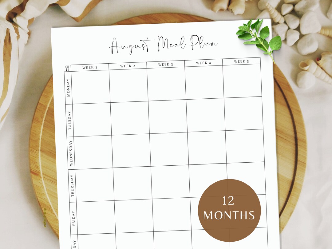 12 Monthly Meal Planner PDF Printable Editable Template Etsy