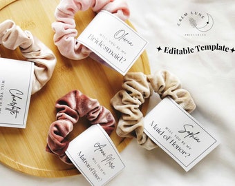 Editable Scrunchie Tag Printable | Scrunchie Tag Template | Scrunchie Tag PDF | Scrunchie Tag Canva |  Scrunchie Printable Packaging