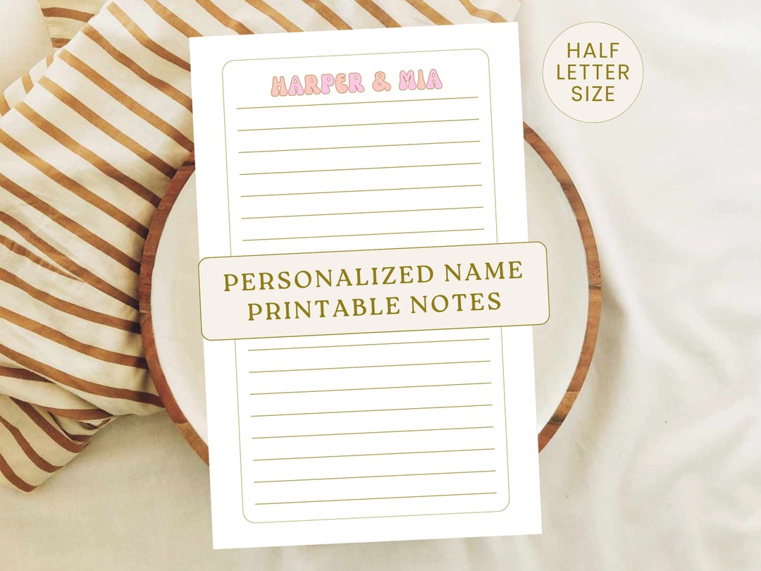 Personlaized Note Example Printable Personalized Notes Sheets Pages Custom Stationary Summer Pink ...