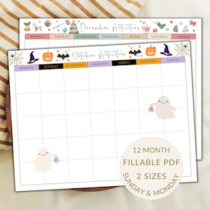 Monthly Activity Calendar Planner Fillable, Family Community Event Planner Senior Assisted Living Activities Printable Elderly Care December