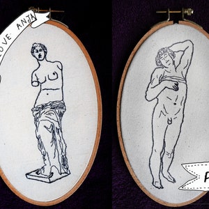 PDF PATTERN - His and Hers Signs - hand embroidery pattern digital PDF download