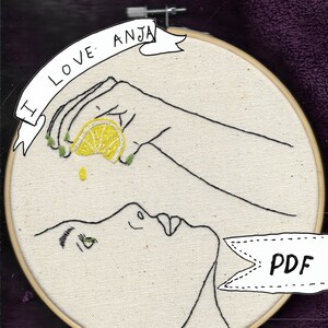 PDF PATTERN -Lemon eyes - hand embroidery digital  pattern