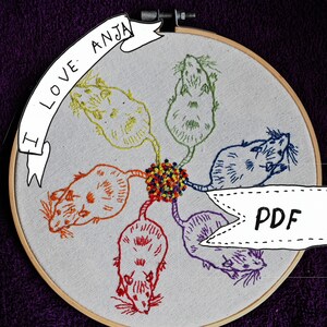 PDF PATTERN - Rat King - hand embroidery pattern digital PDF download