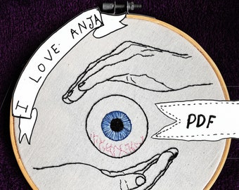 PDF PATTERN - clairvoyant eye - hand embroidery pattern digital PDF download