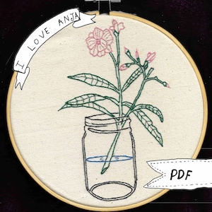 PDF PATTERN - Oleander - hand embroidery pattern digital PDF download