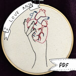 PDF ANLEITUNG - Hand auf Herz - Handstickmuster digitaler PDF download
