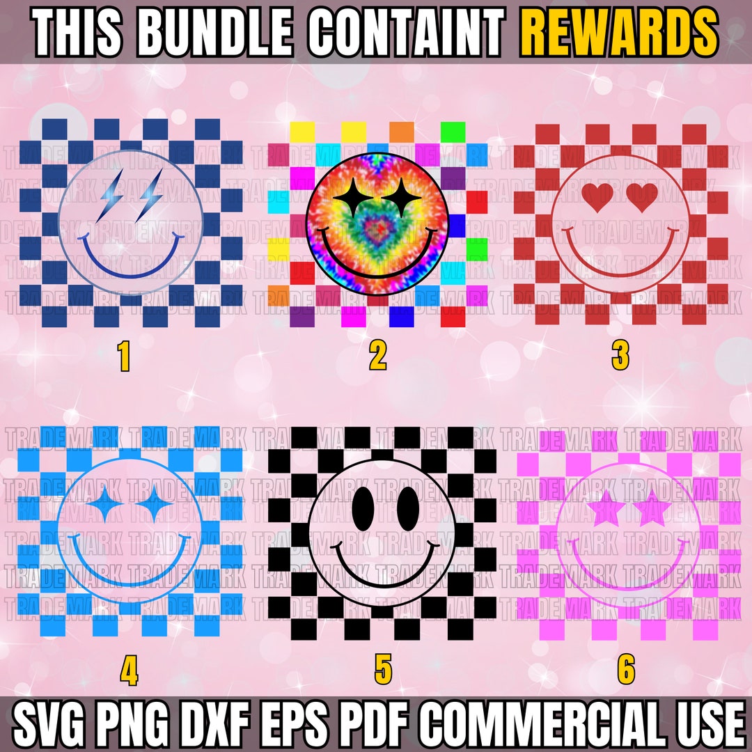 Smiley Face Svg Png Bundle, Checkered Svg Png Checkered Pattern Svg Png