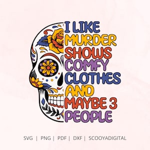 I Like Murder Shows Comfy Clothes 3 People Skull PNG l Instant Download l Sublimation l Screen Print l Tshirt | True Crime l Retro png