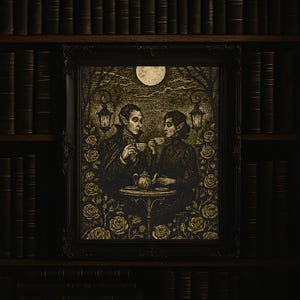 Moonlit Lovers – Vampire Couple Halloween Wall Art