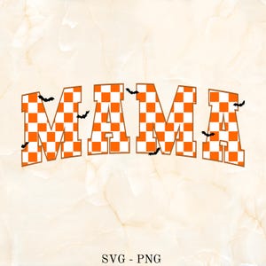 Retro Mama Halloween Checkered Design (PNG SVG)