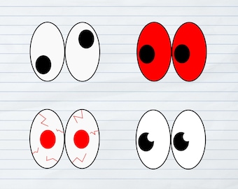 Cartoon Eyes SVG png files, Comic Book Eyes Svg Bundle, Googly Eyes, print on demand designs, Digital files for Cricut, COMMERCIAL USE svgs