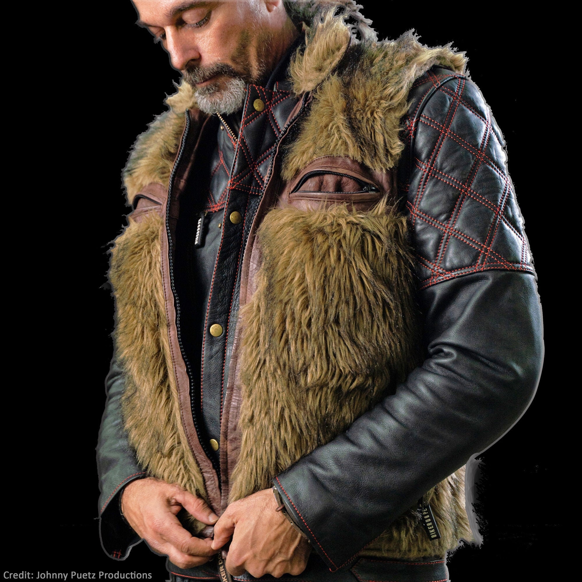Leather vest with fur collar online