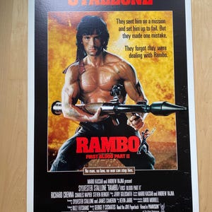 Rambo First Blood Part II 2 Movie Poster Sylvester Stallone Original