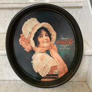 Coca Cola Oval Tablett Viktorianische Frauen Trinken Coca Cola Lecker und Erfrischend