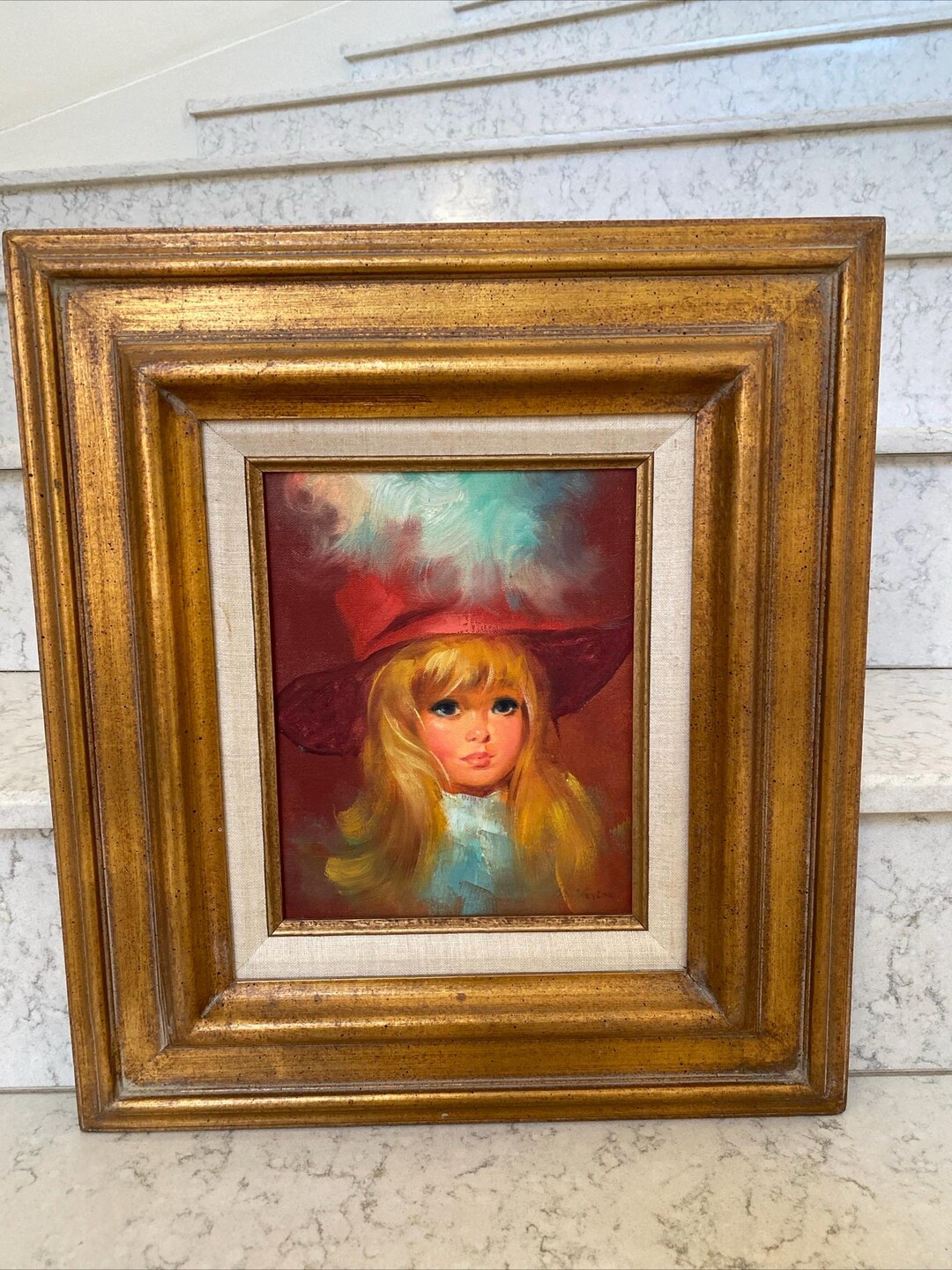 Vintage Original Oil Painting on Board Portrait Girl Signed - Etsy