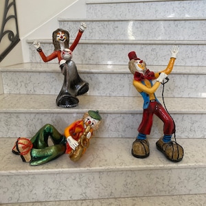 Vintage Paper Mache Circus Clowns in Ations