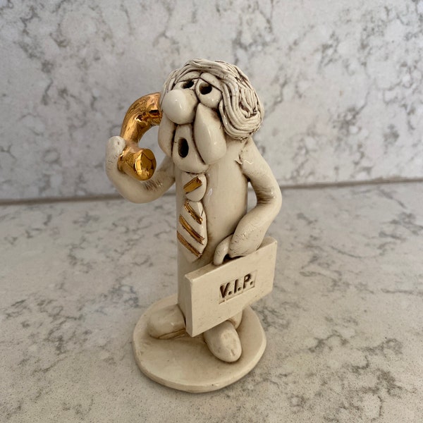 Accountant VIP Tweeples World-Joe Peck Original Ceramic Figurine Working Whistle-1988