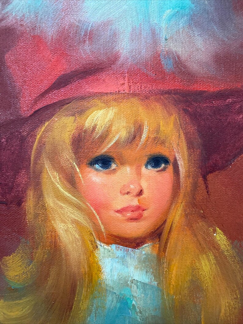 Vintage Original Oil Painting on Board Portrait Girl Signed - Etsy