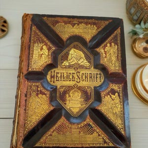 Antieke 1800&#39;s Bijbel Die Heilige Schrift Heilige grote familiebijbel Duits, goede staat